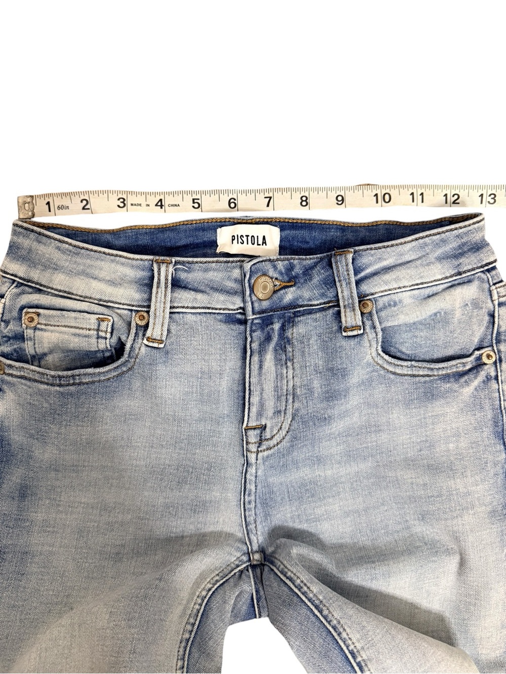 Pistola Light Wash Skinny Jeans Size 25 Raw Hem Stretch Mid Rise - Picture 9 of 10